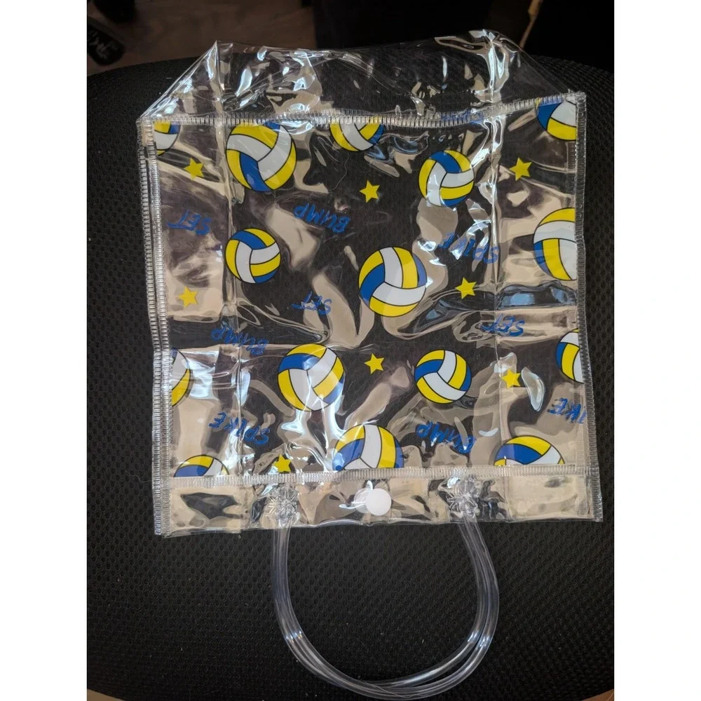 Jeqqinuz 24 Pcs Volleyball Clear Goodie Bags PVC Sports Party Favor Snack Totes